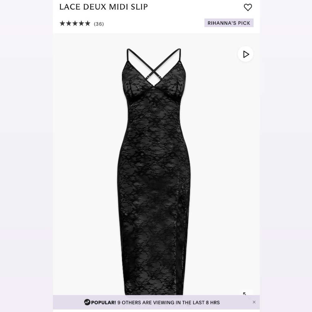 new SAVAGE X FENTY LACE DEUX MIDI SLIP in black caviar